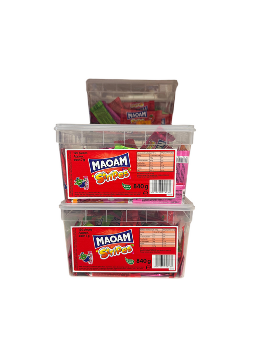 Maoam Stripes Tub 840g (120 Pieces)